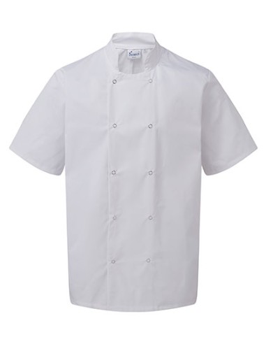 PRE-PR664-Studded Front Short Sleeve Chefs Jacket